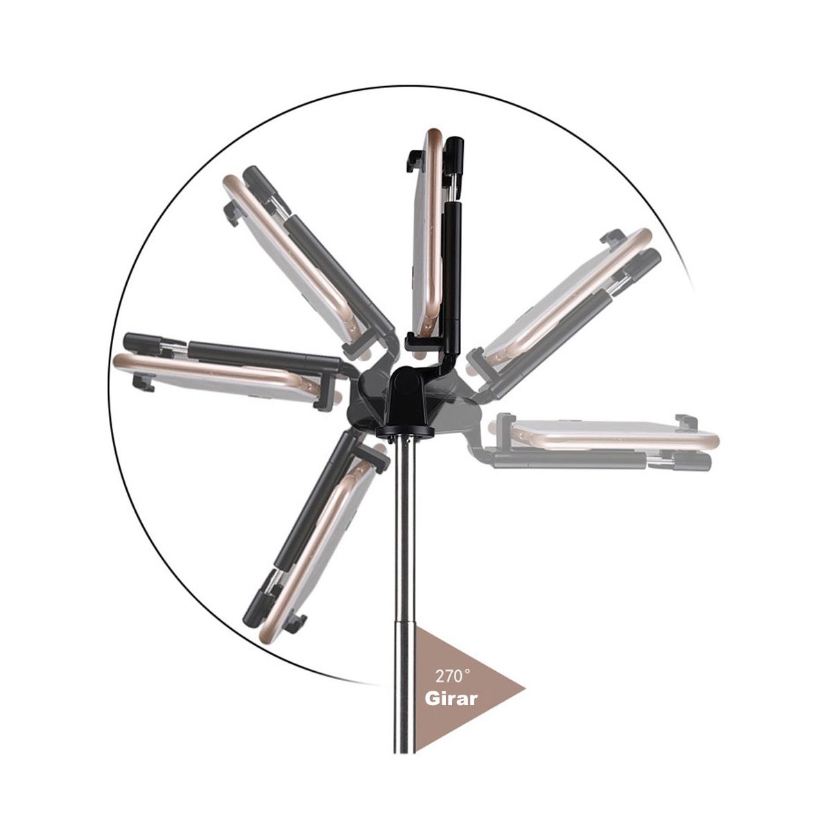 Bastón Selfie Stick Tripie Para Celular Con Obturador Bluetooth Universal Negro.