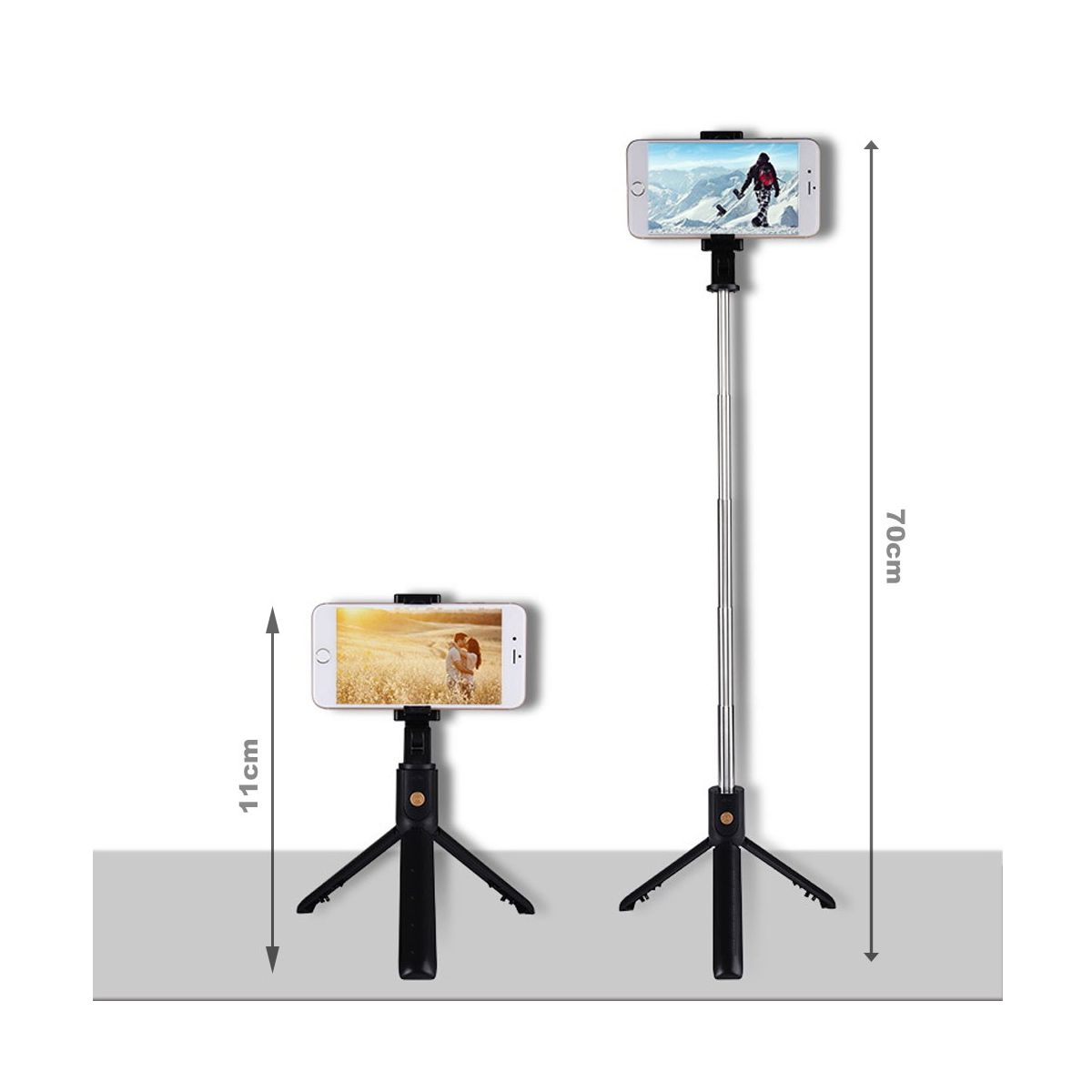 Bastón Selfie Stick Tripie Para Celular Con Obturador Bluetooth Universal Negro.
