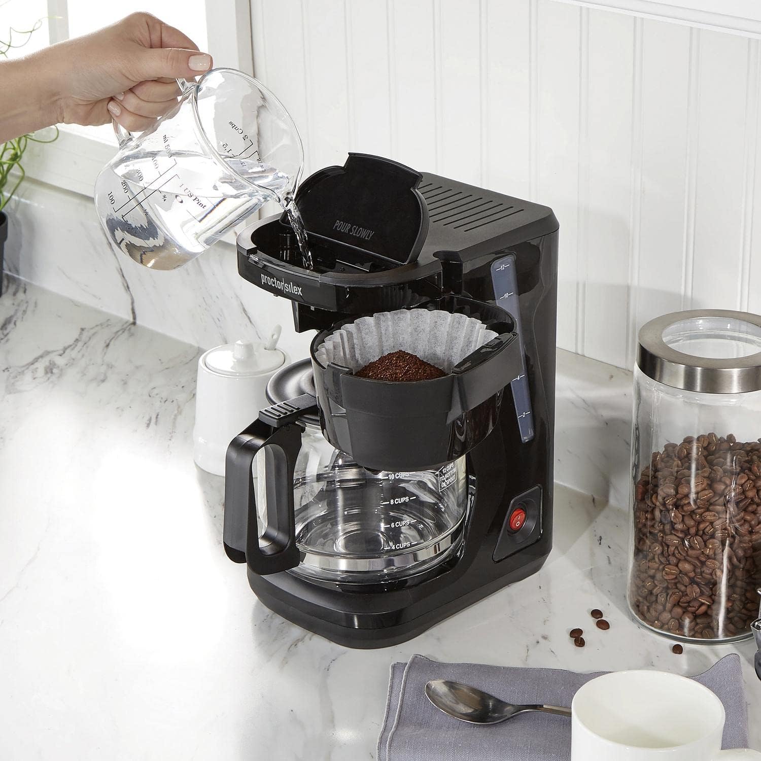 Cafetera Proctor Silex 43680PS 12 Tazas Fácil Llenado Negra