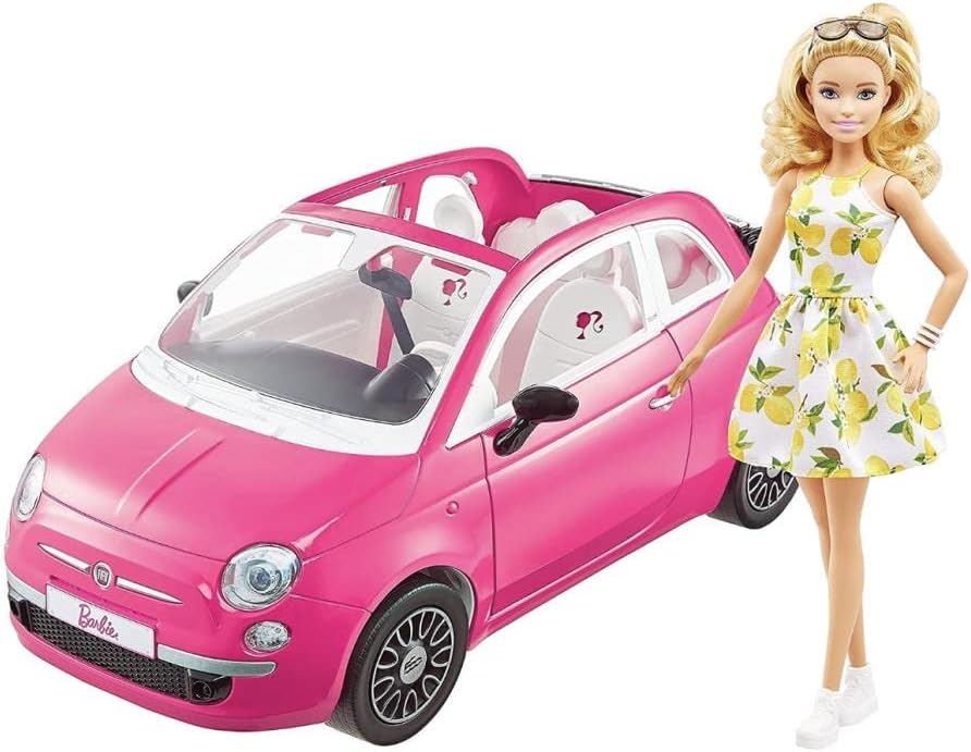 Barbie Fiat Rosa con muñeca