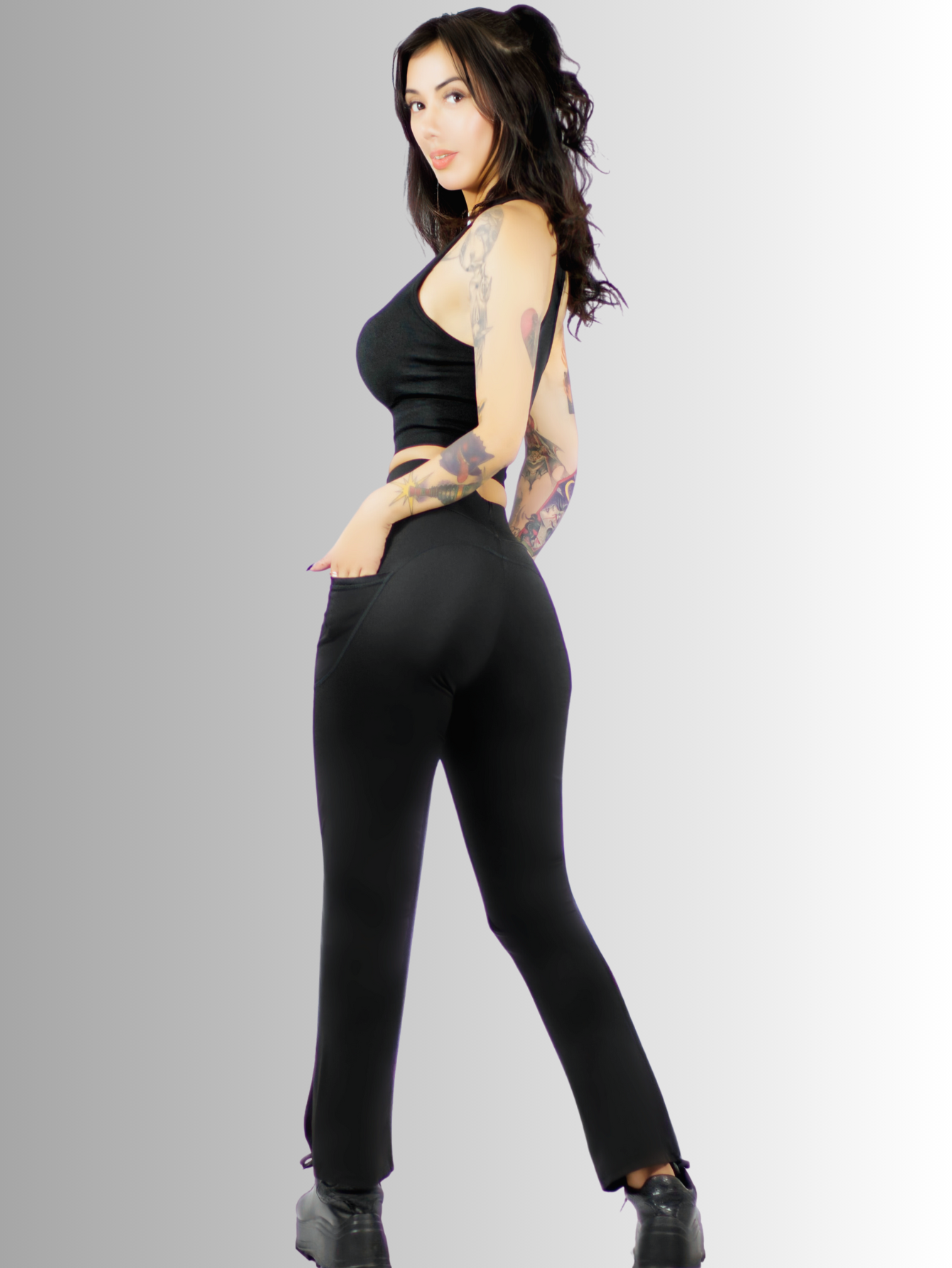 Leggings Casual o Deportivos Acampanados De Cintura Alta De Mujer En Color Sólido