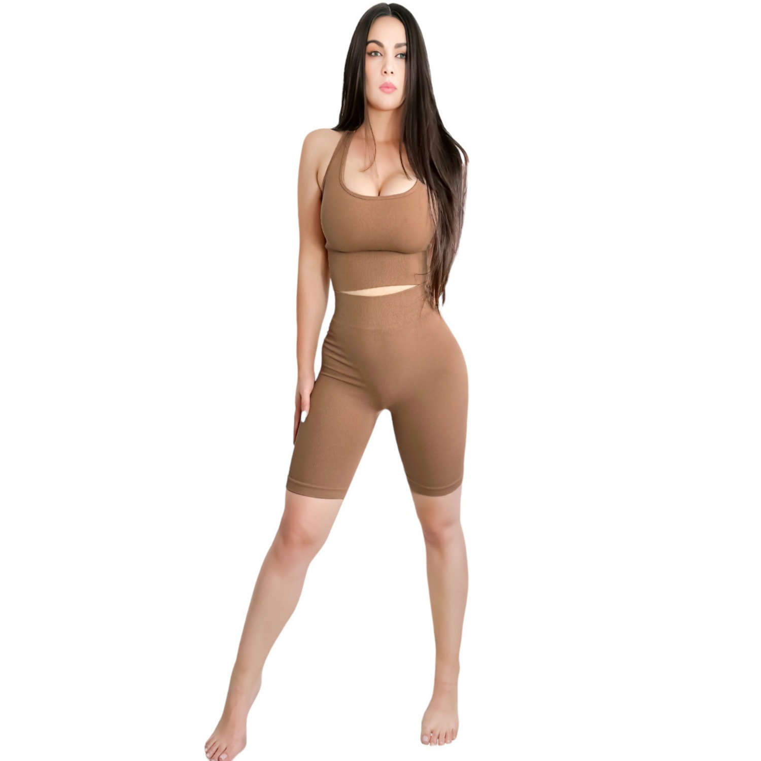 Conjunto Short Y Top Con Copas Mujer Stretch Fit Push Up