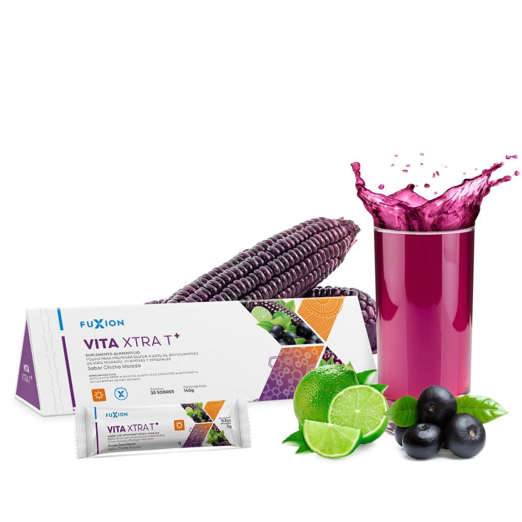 Bebida Hidratante & Energizante VITA XTRA T Sabor Chicha Morada Caja de 140g con 28 sobres