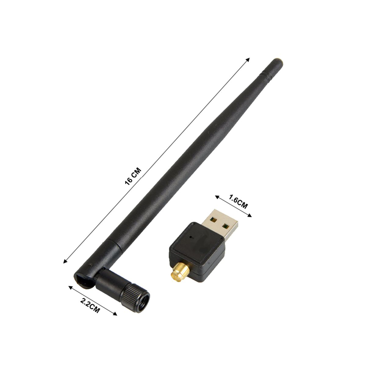Antena Adaptador de WIFI USB 150 Mbps Negro.