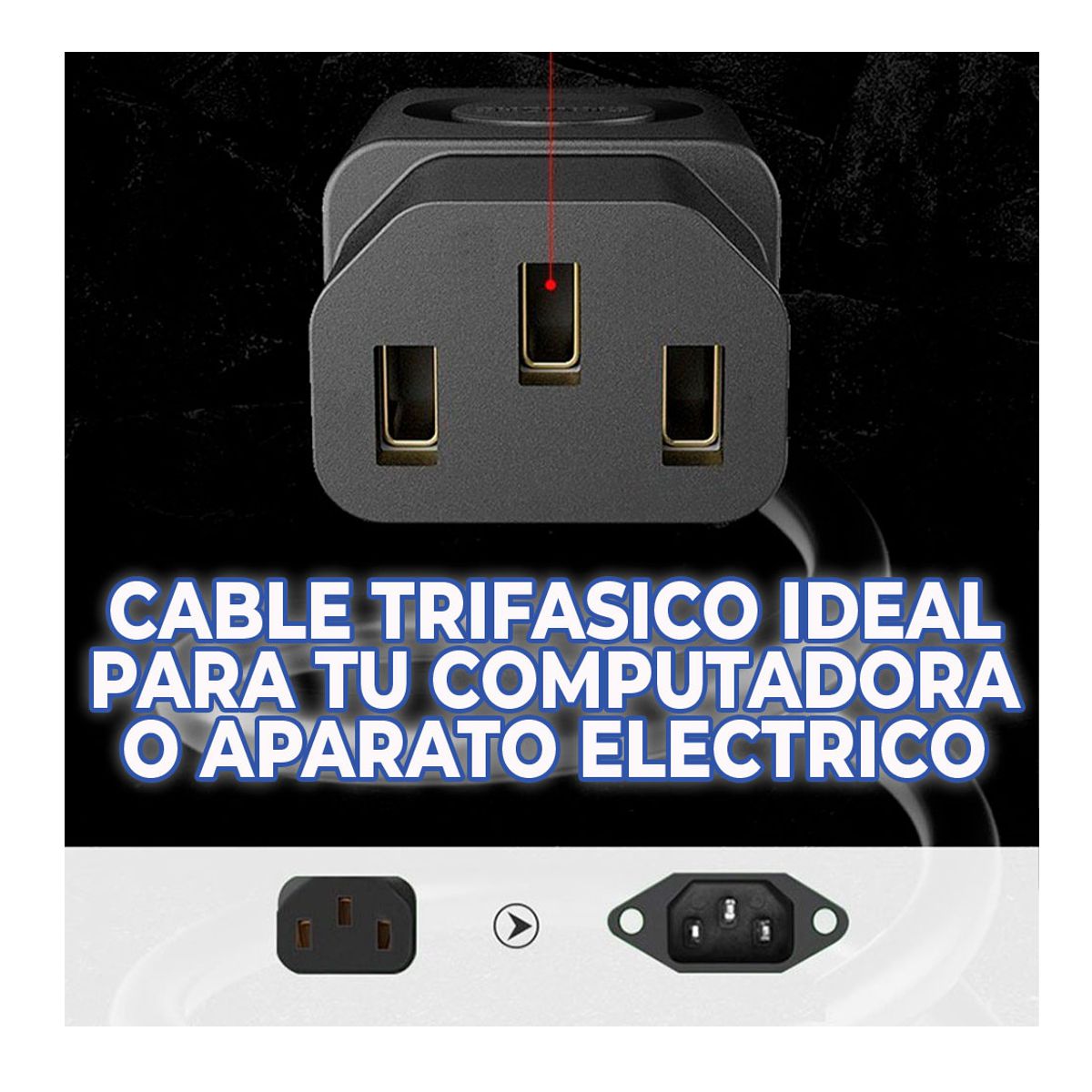 Cable Trifasico De Corriente Alimentacion Pc Cpu Monitor 1.5 metros.