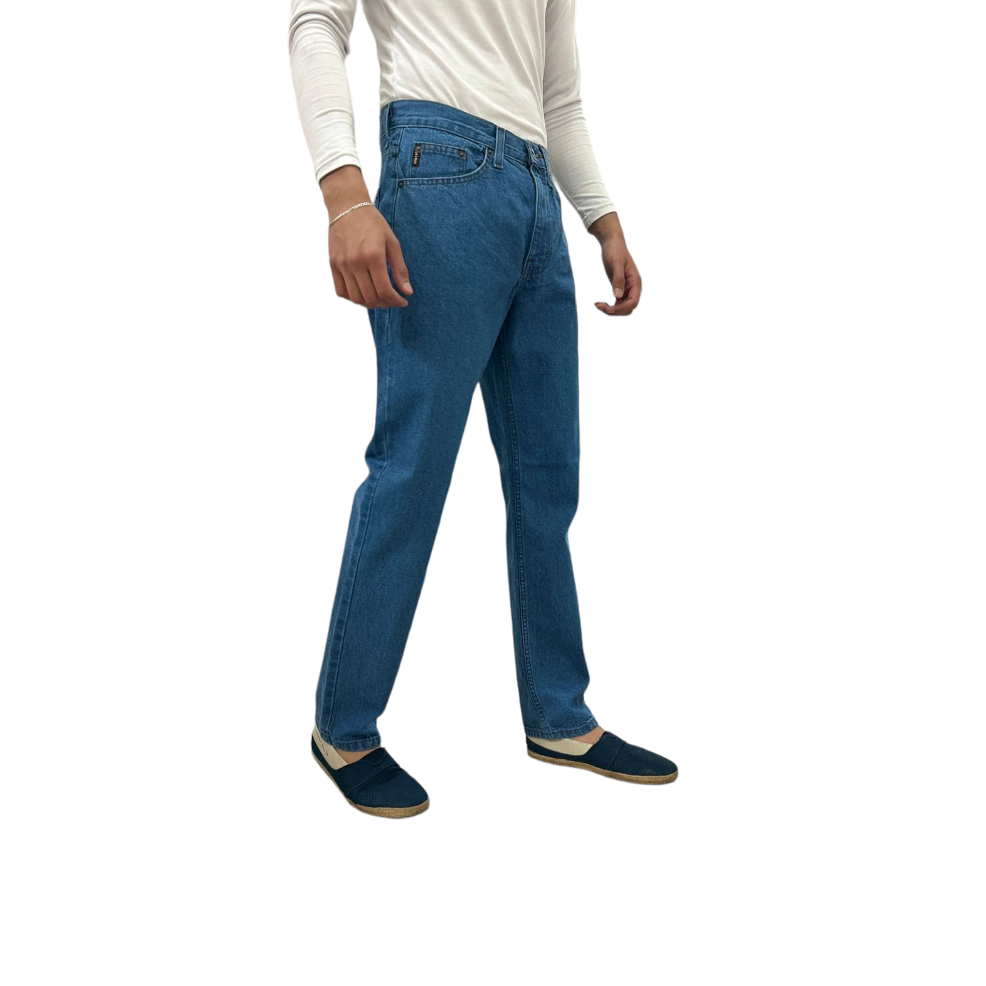 Pantalón Jeans Mezclilla Cimarrón Recto Hombre 100% Algodón Azul Claro.