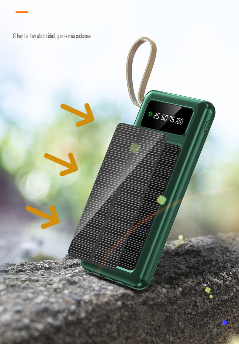 Cargador Solar Power Bank Bateria Para Celular Con Cables 20000mah