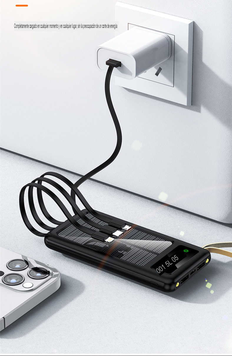 Cargador Solar Power Bank Bateria Para Celular Con Cables 20000mah