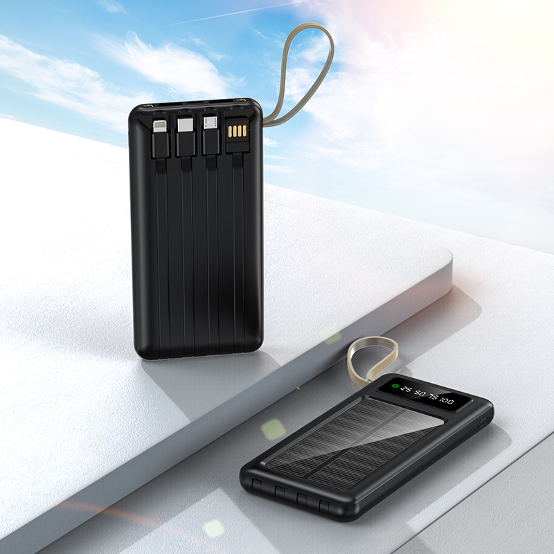 Cargador Solar Power Bank Bateria Para Celular Con Cables 20000mah