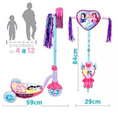 Scooter Patin Del Diablo Para Niña Princesas Luces Led