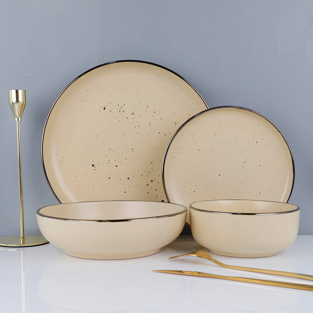 Vajilla Vascella Amarilla Mate Cerámica para 4 personas 16pz