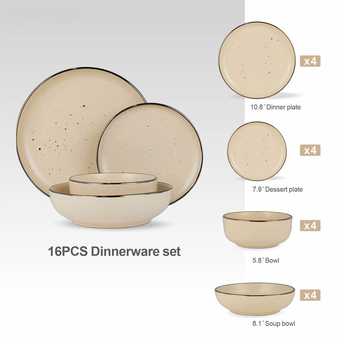 Vajilla Vascella Amarilla Mate Cerámica para 4 personas 16pz