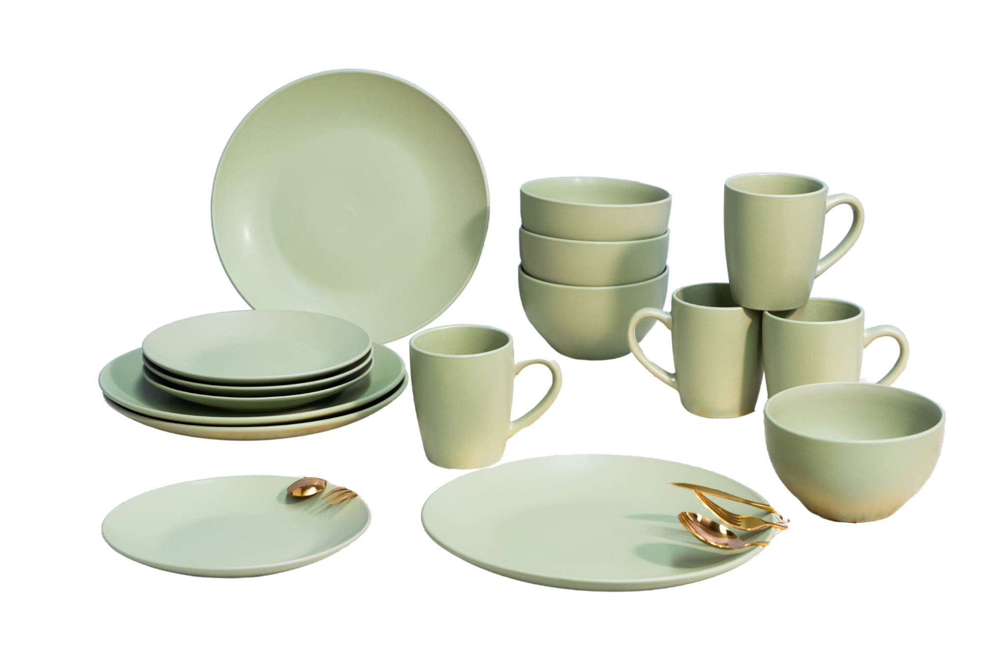 Vajilla Vascella Verde Mate Cerámica para 4 personas 16pz