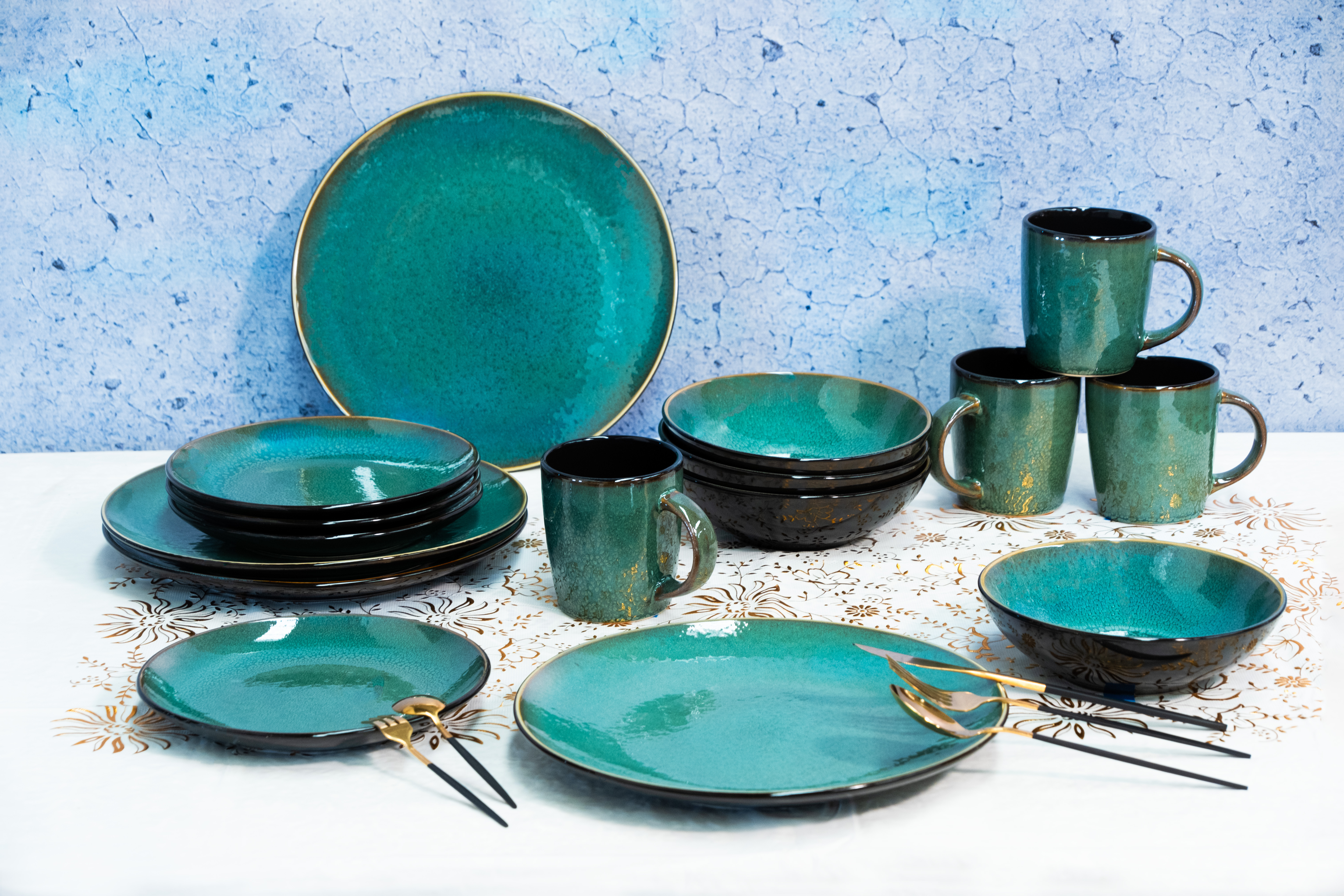 Vajilla Vascella Verde Reactivo Cerámica para personas 16pz