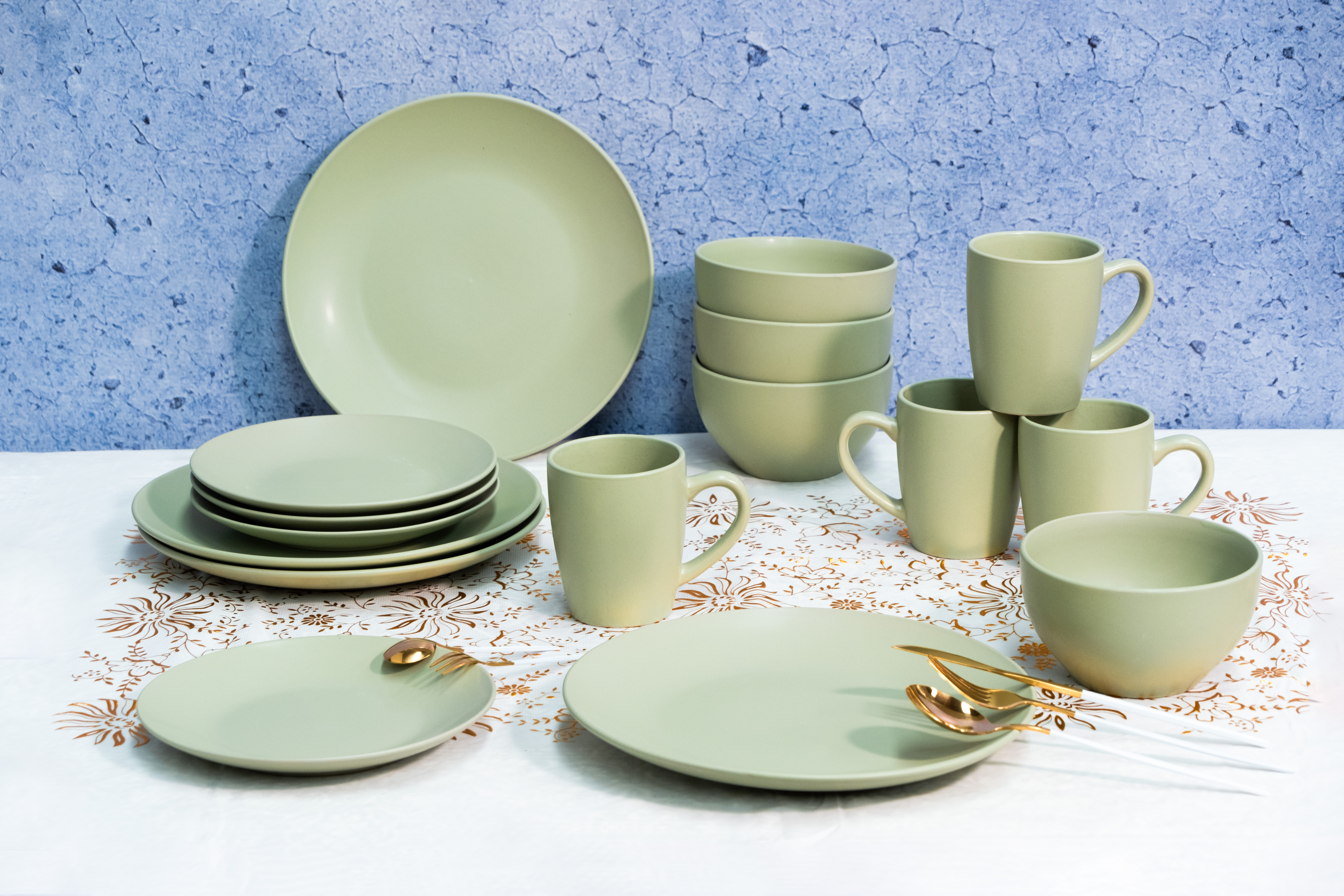 Vajilla Vascella Verde Mate Cerámica para 4 personas 16pz