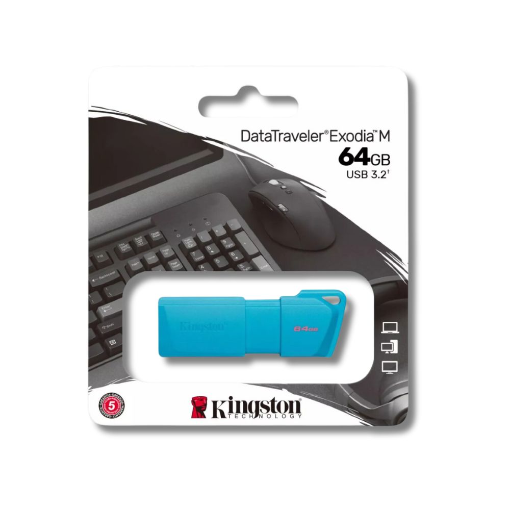 Memoria USB Marca Kingston DataTraveler Exodia M 64GB 3.2 Color Azul Agua