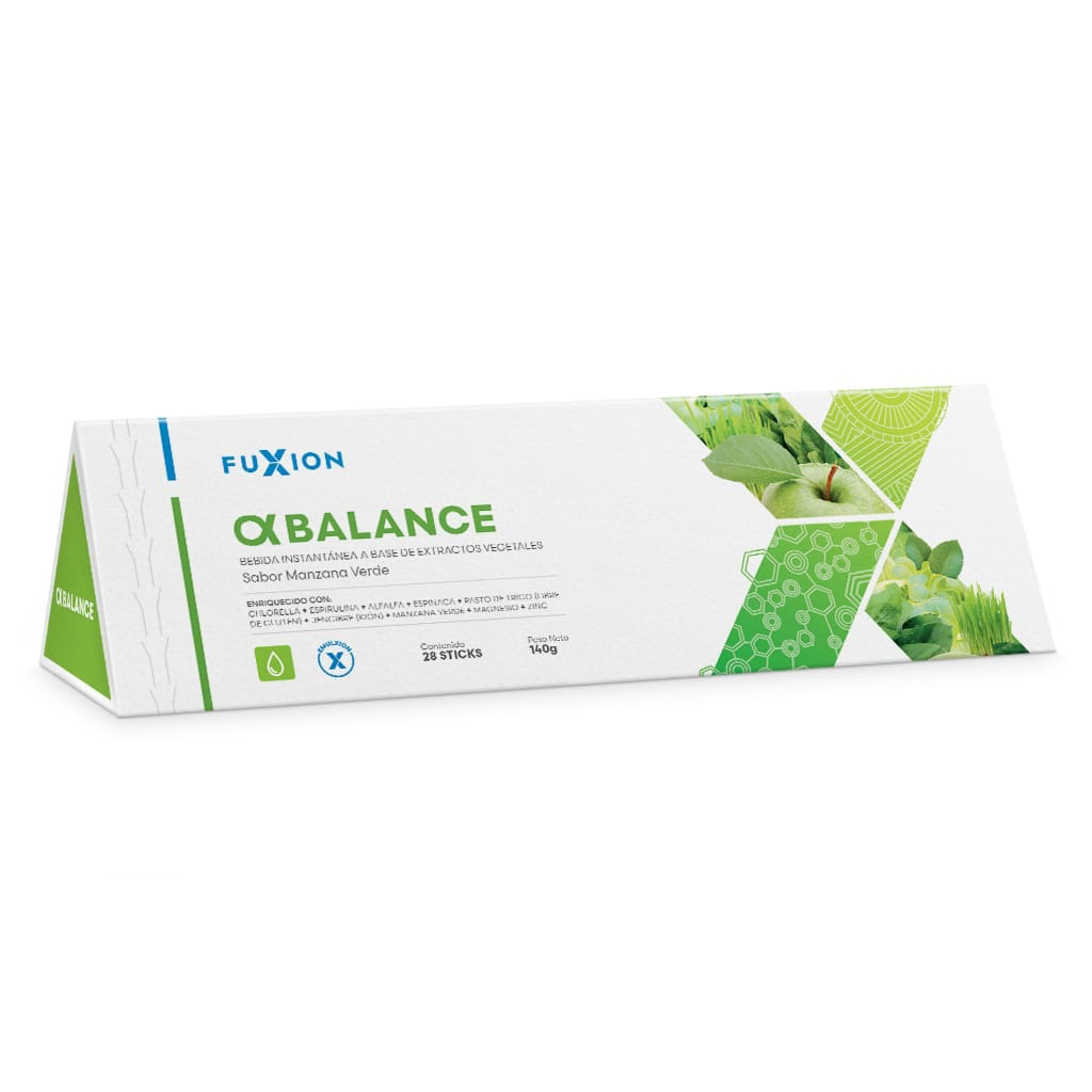 Bebida Hidratante Alcalinizante ALPHA BALANCE Sabor Manzana Verde Caja de 140g con 28 sobres