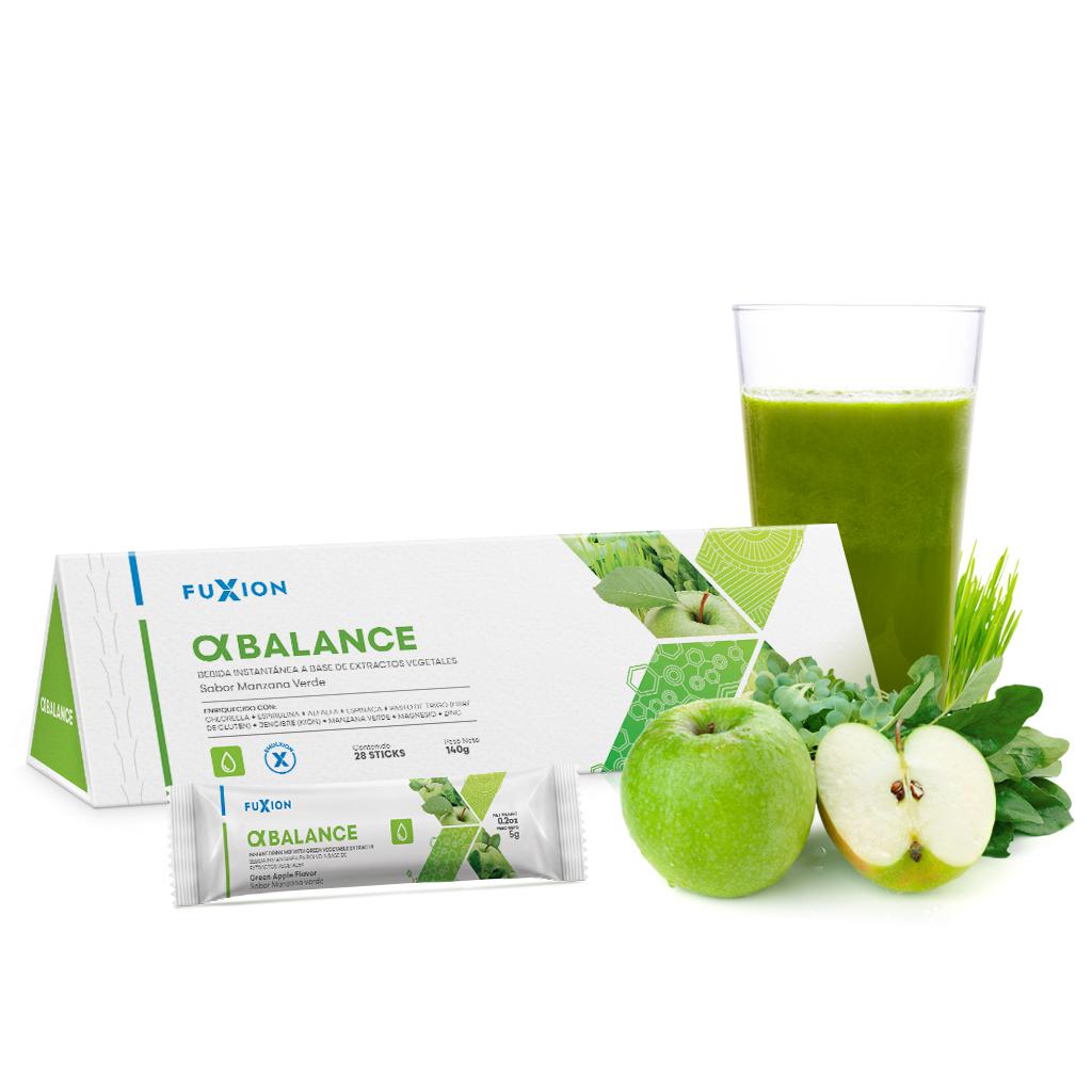 Bebida Hidratante Alcalinizante ALPHA BALANCE Sabor Manzana Verde Caja de 140g con 28 sobres