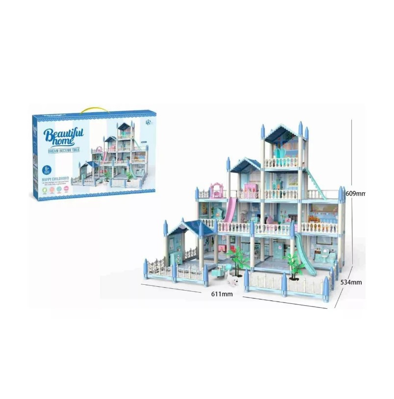 Casa Muñecas Grande Castillo Para Princesas Color Azul T