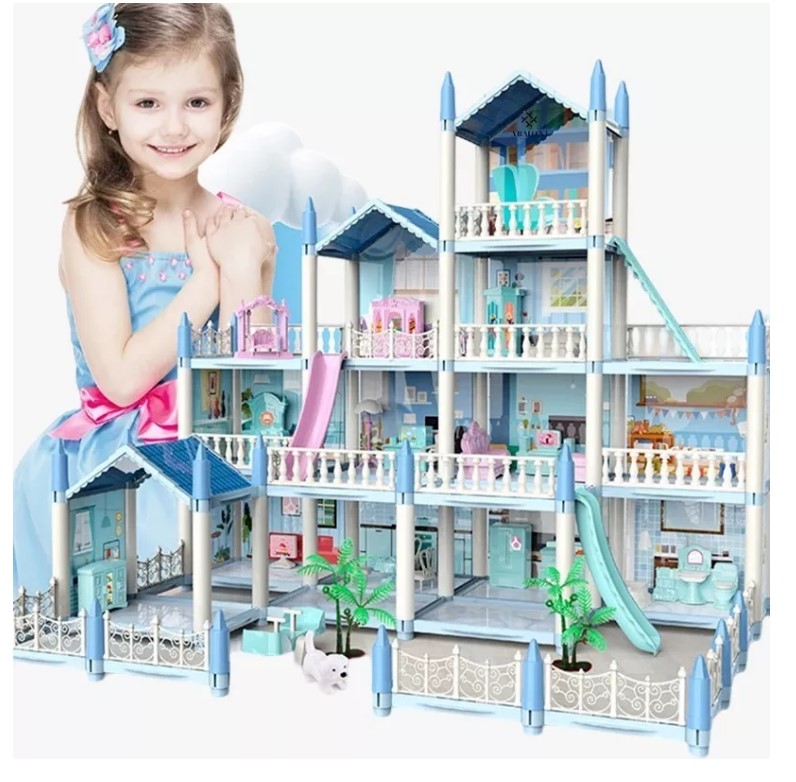 Casa Muñecas Grande Castillo Para Princesas Color Azul T