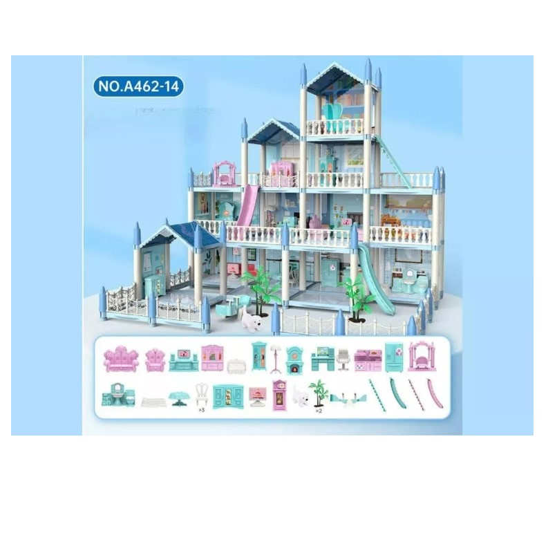 Casa Muñecas Grande Castillo Para Princesas Color Azul T