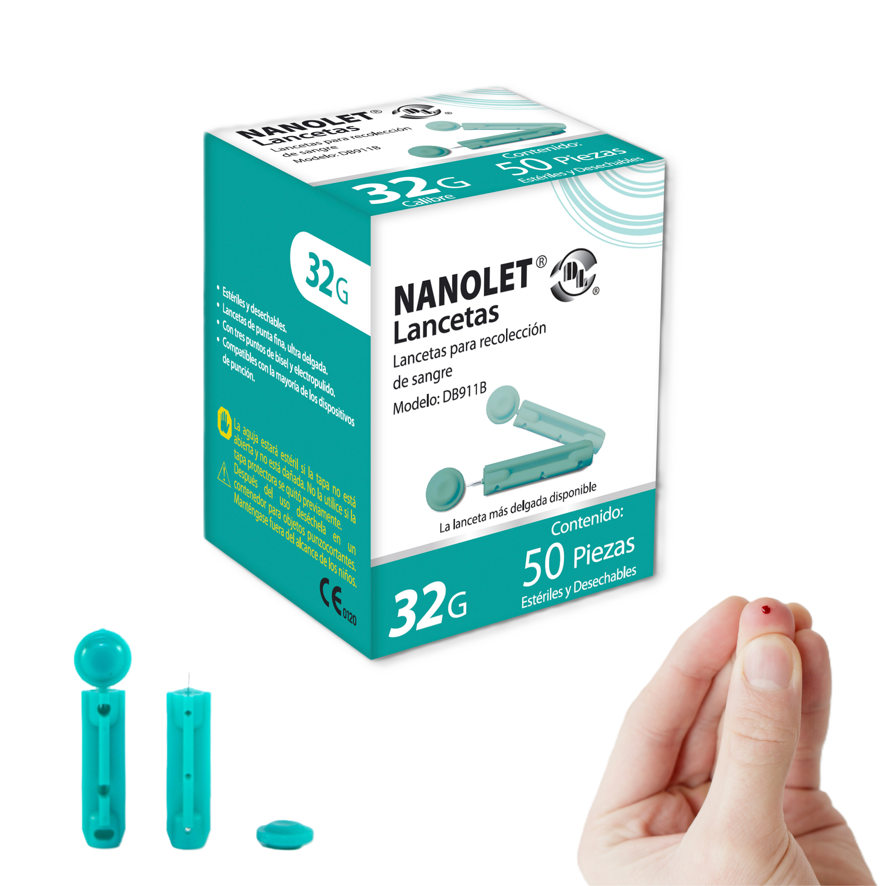Lancetas de punta fina ultra delgadas. Calibre 32G para Punción 50 Piezas marca Dl Compatibles con la mayoría de los dispositivos de punción.