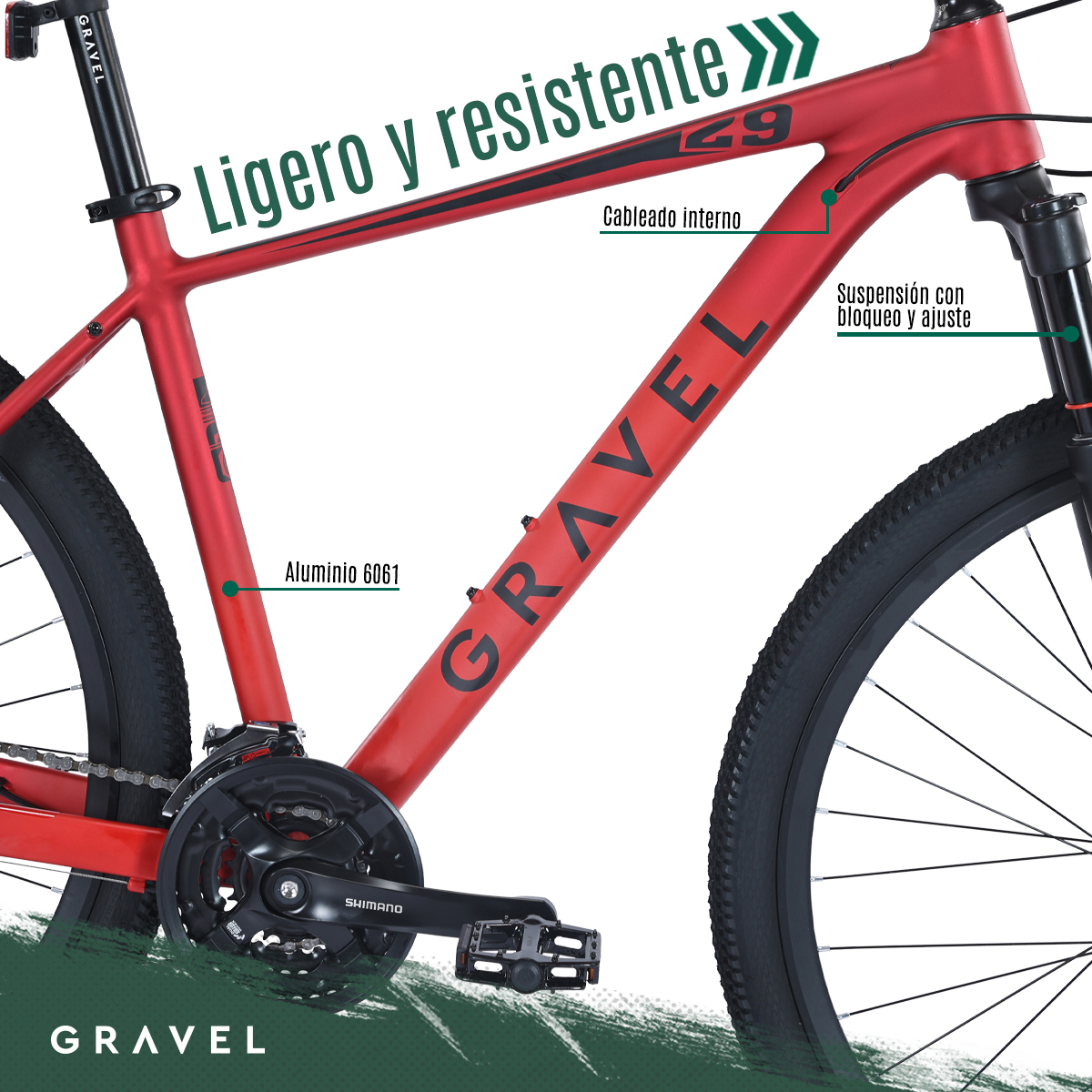 Bicicleta Gravel Andes Mtb De Montaña R29 24v Shimano Altus Color Rojo Tamaño del cuadro S