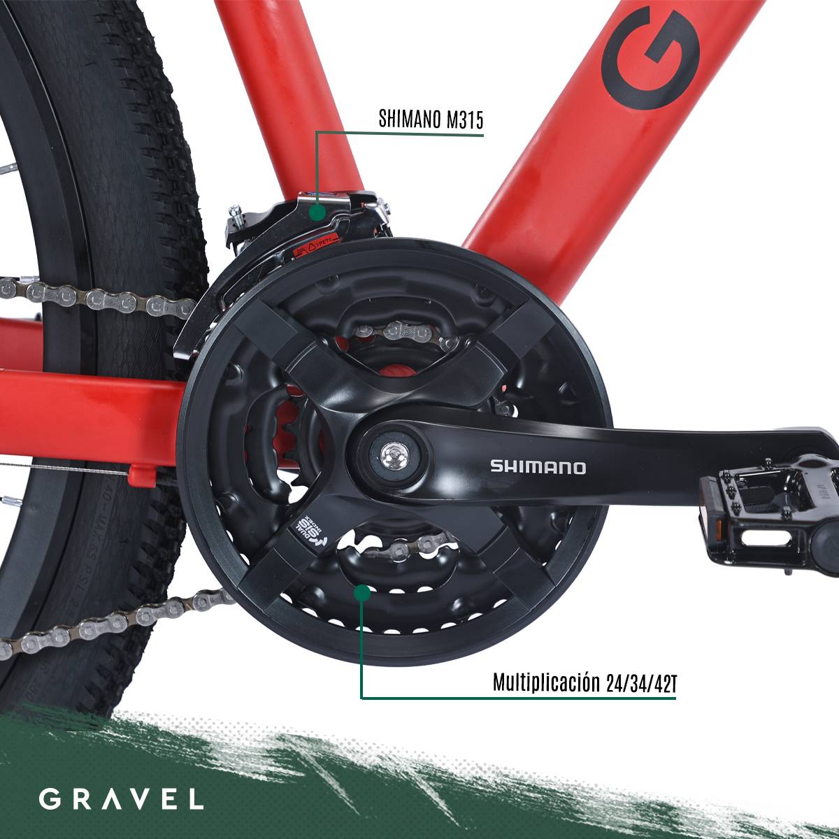 Bicicleta Gravel Andes Mtb De Montaña R29 24v Shimano Altus Color Rojo Tamaño del cuadro S