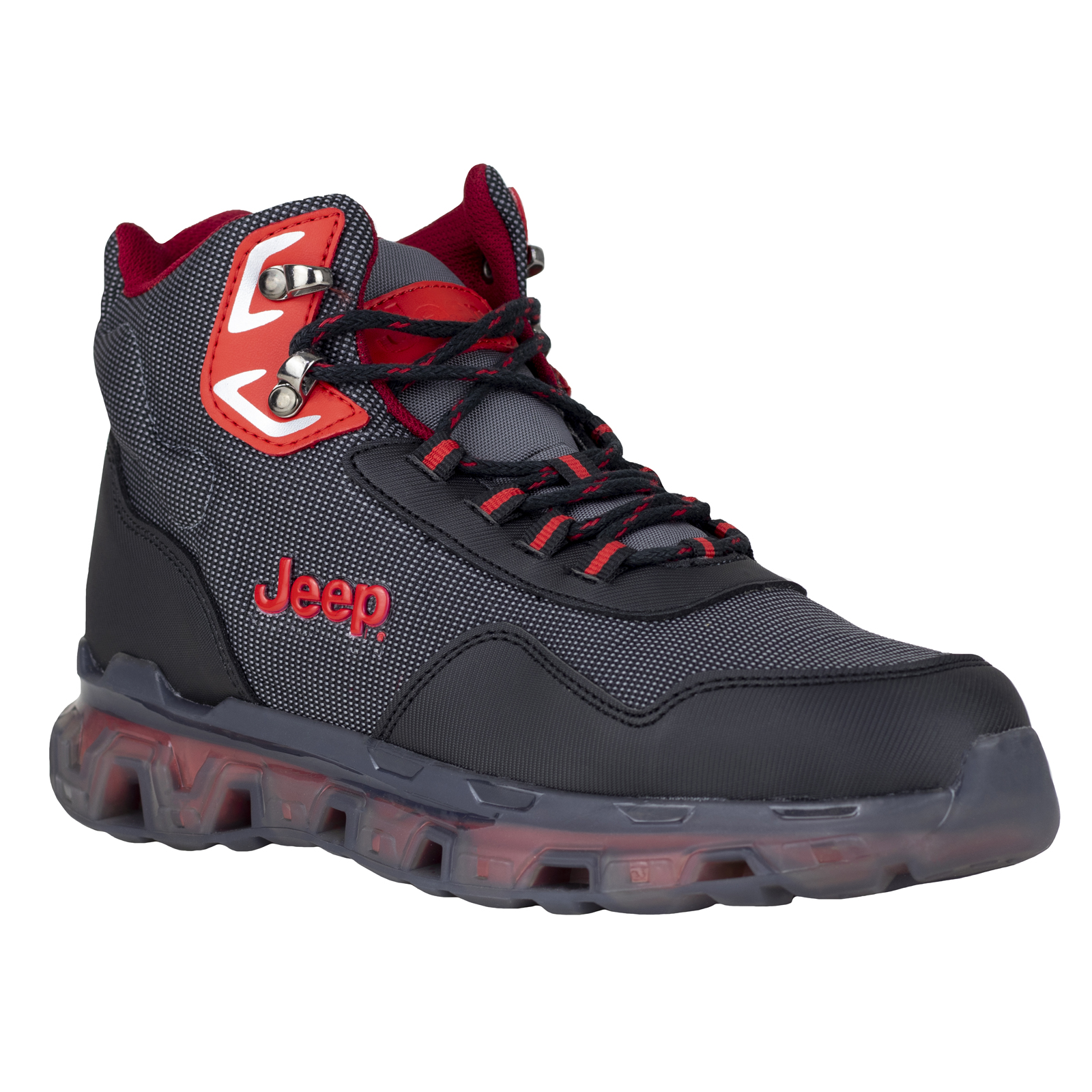 Bota Urbana Outdoor Para Hombre Jeep 50000-70 Negro Rojo.