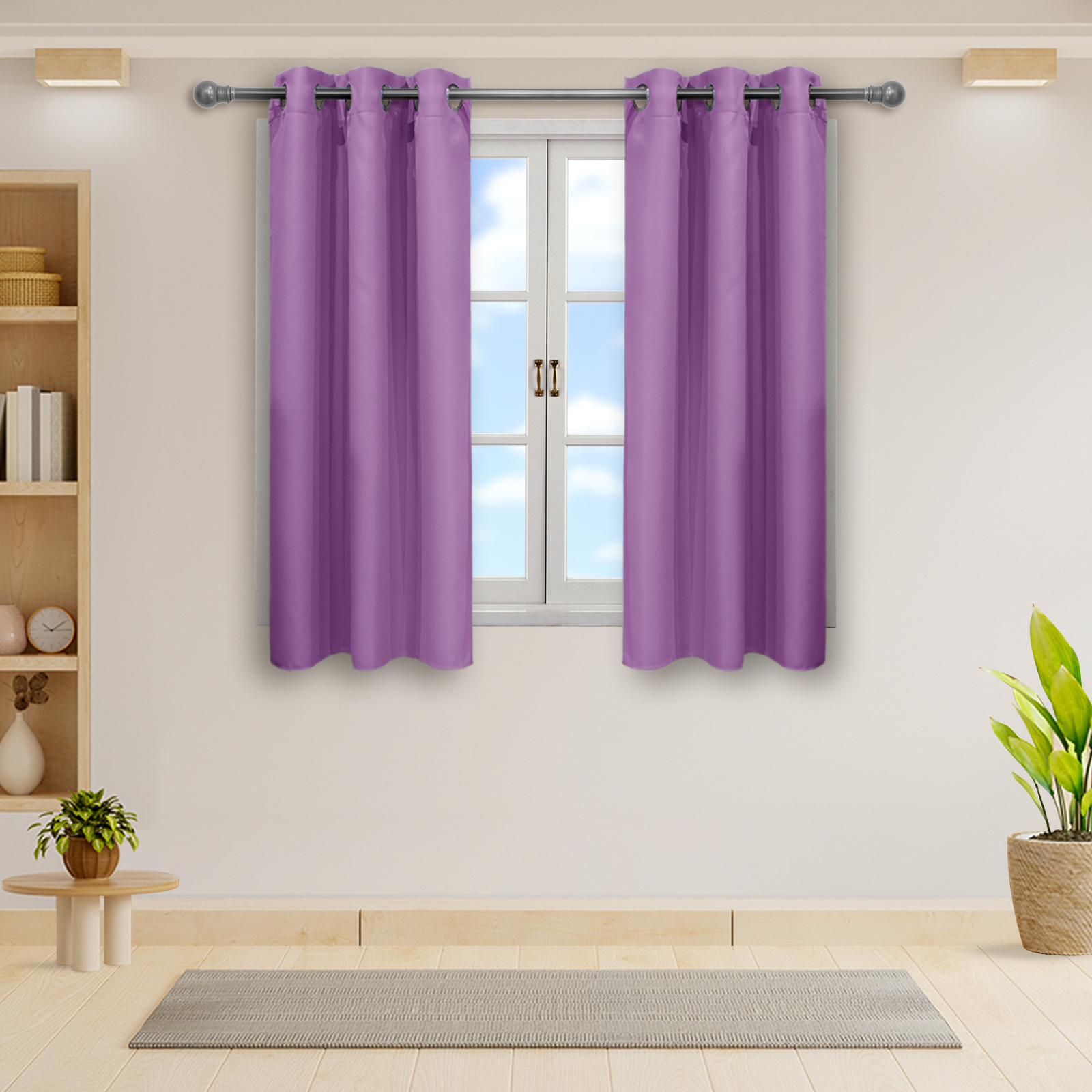 Cortinas Blackout Lila Corta Térmico Lisa 95% Bloqueo Luz