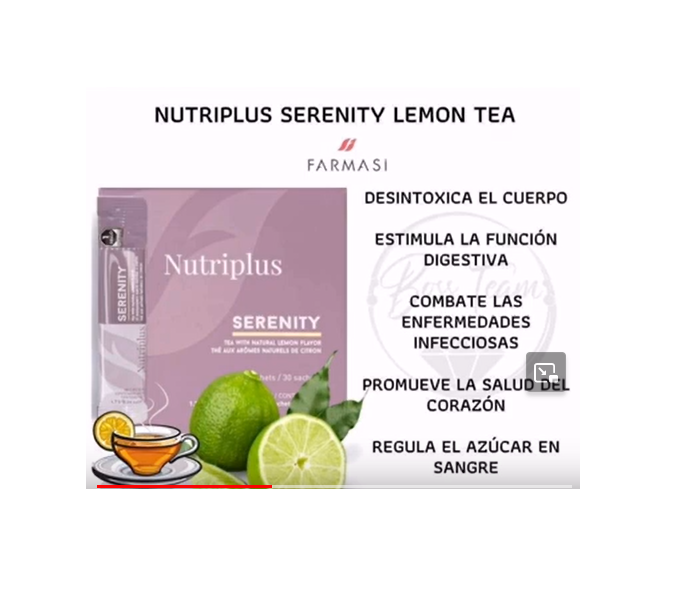 Nutriplus Serenity Te Instantáneo Sabor a Limón Natural by Farmasi 30 sobres