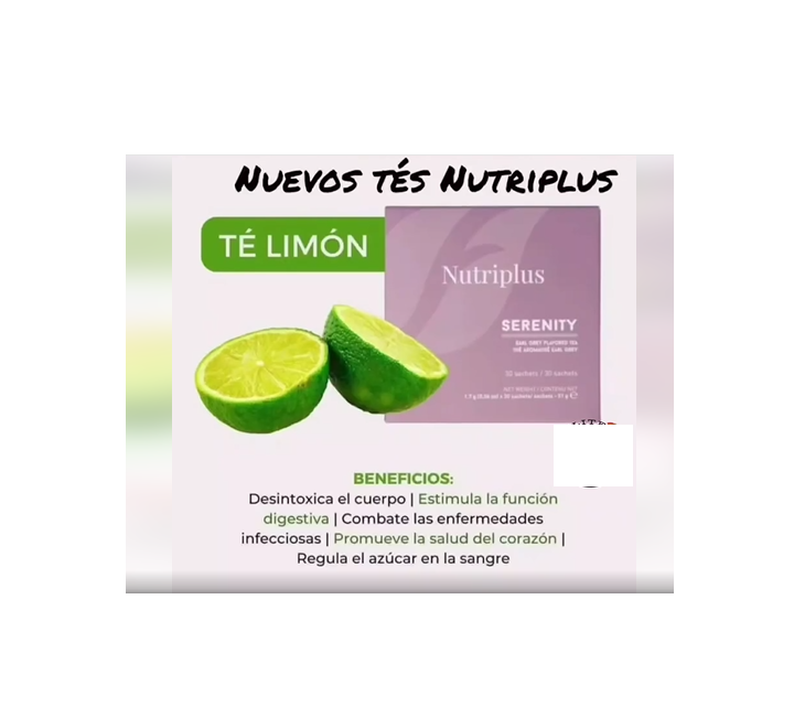 Nutriplus Serenity Te Instantáneo Sabor a Limón Natural by Farmasi 30 sobres