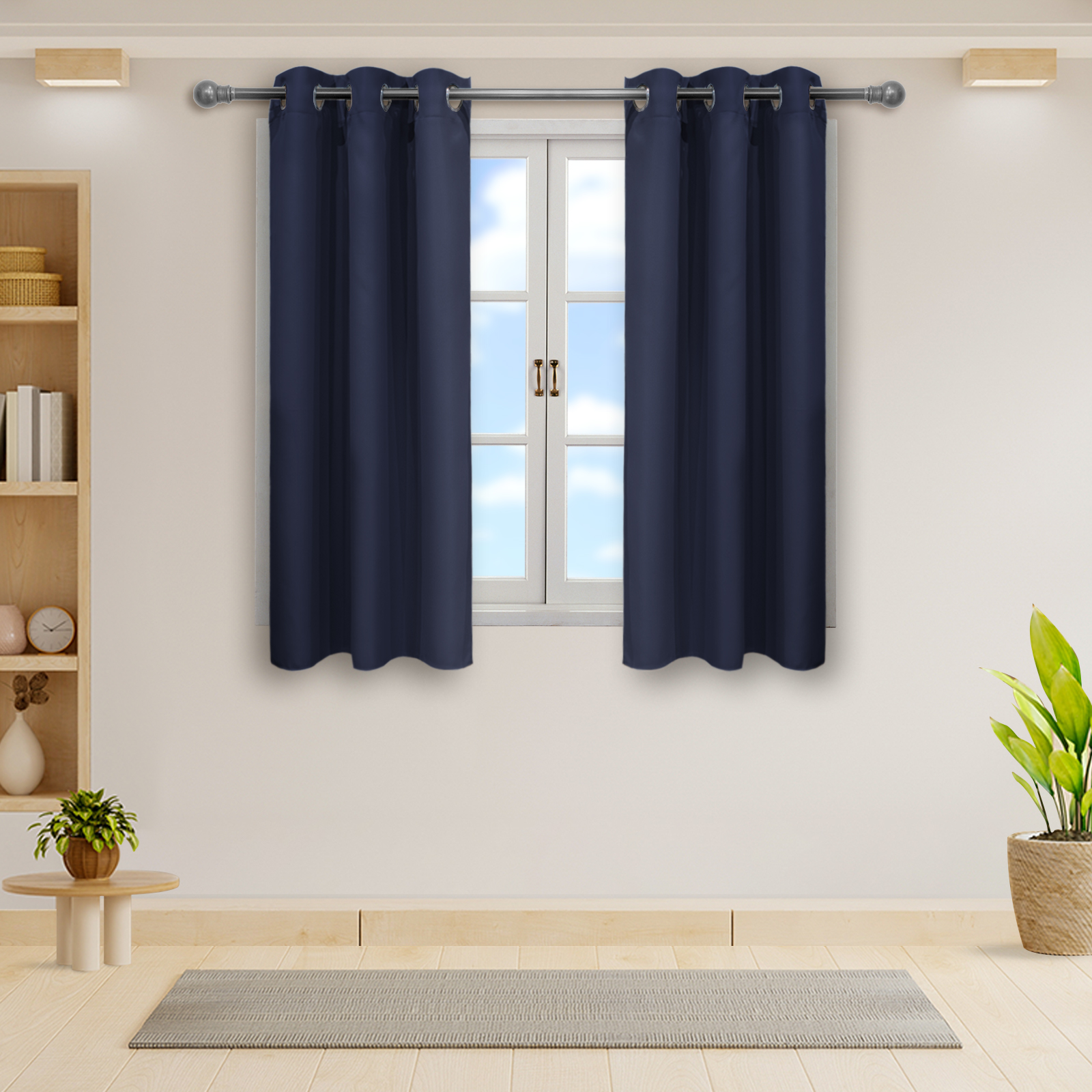 Cortinas Blackout Azul Marino Corta Térmico Lisa 95% Bloqueo Luz