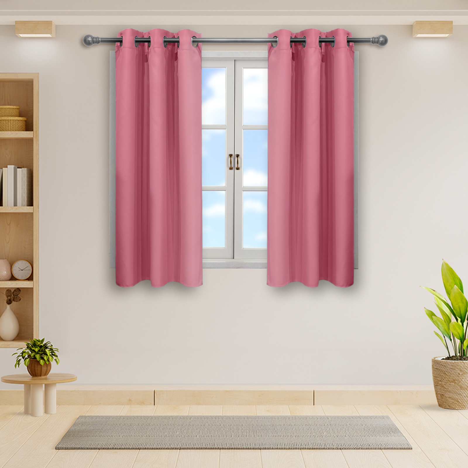 Cortinas Blackout Rosa Corta Térmico Lisa 95% Bloqueo Luz