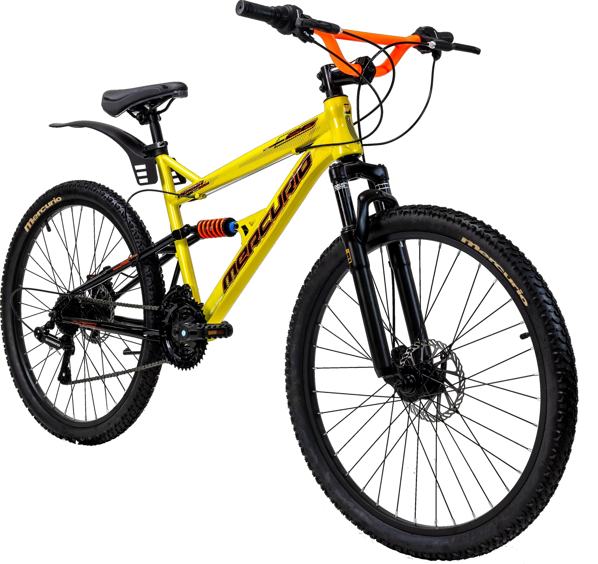 Bicicleta Mercurio Doble Susp Kaizer Dh R26 21v Shimano Color Amarillo