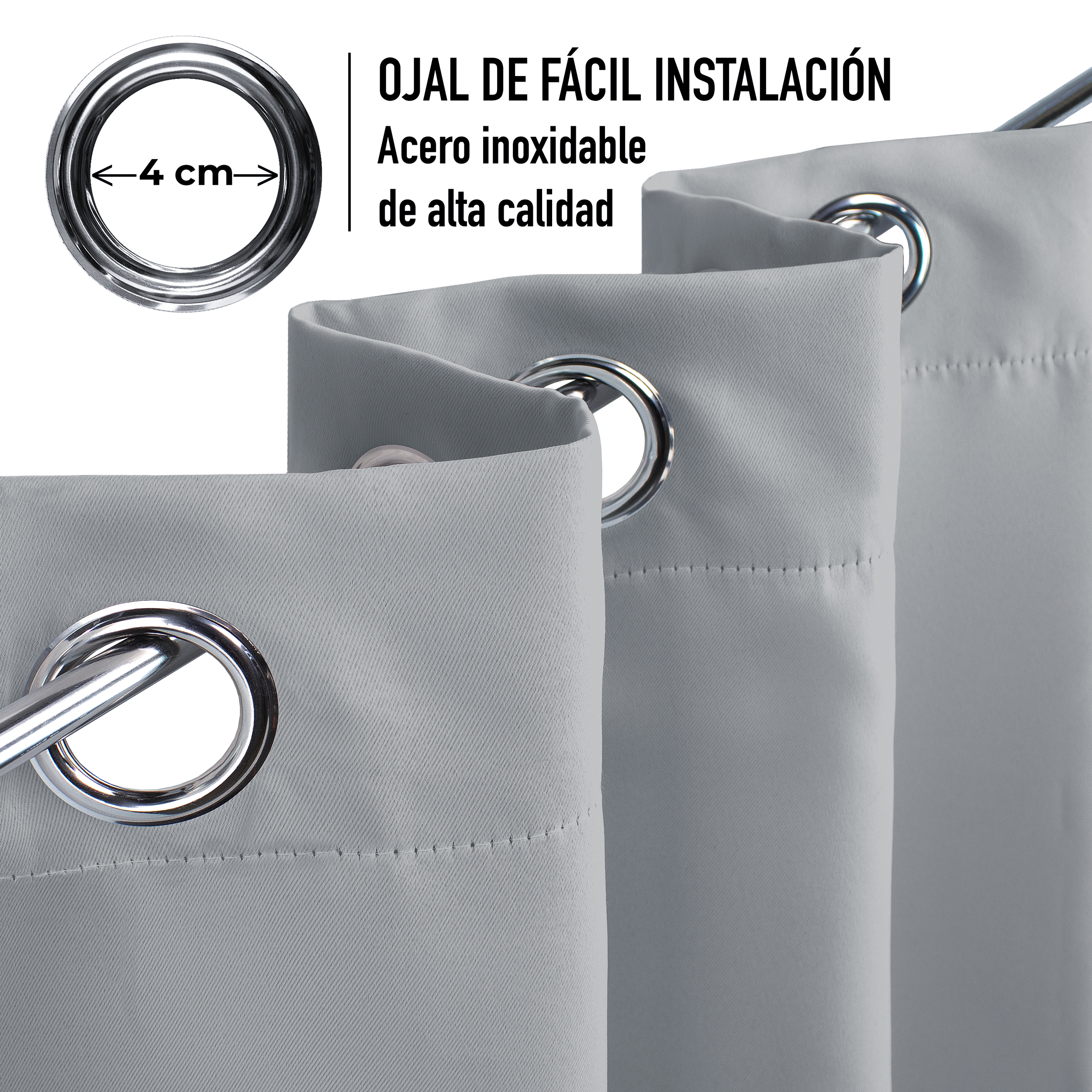 Cortinas Blackout Plateado Corta Térmico Lisa 95% Bloqueo Luz