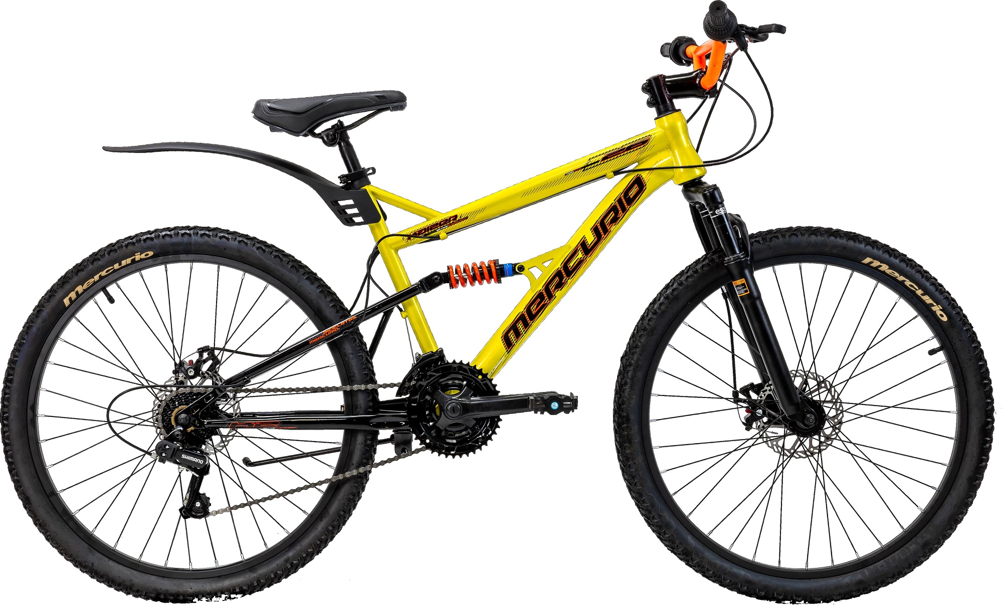 Bicicleta Mercurio Doble Susp Kaizer Dh R26 21v Shimano Color Amarillo