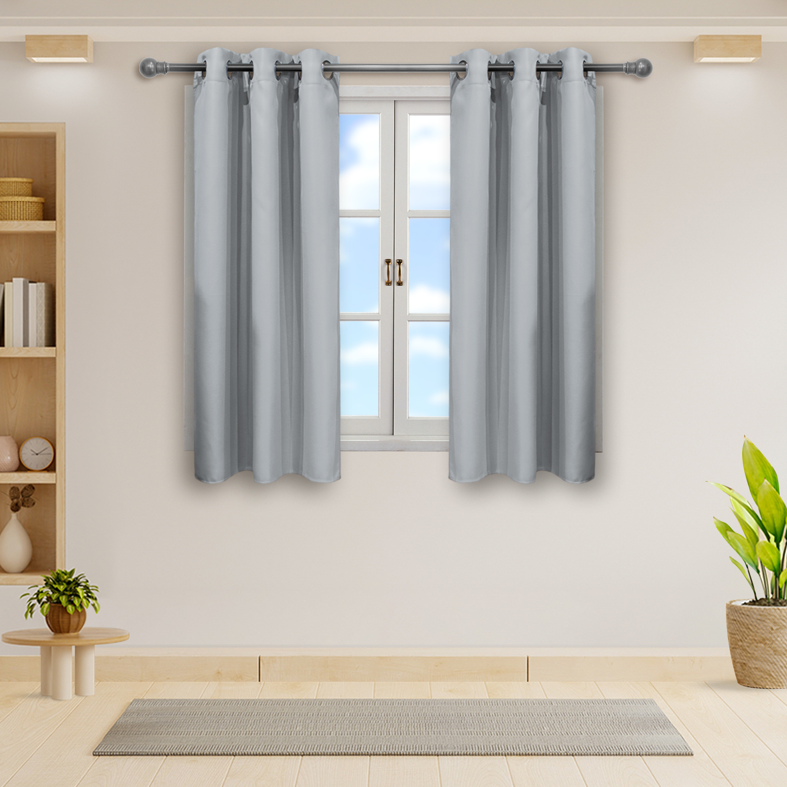 Cortinas Blackout Plateado Corta Térmico Lisa 95% Bloqueo Luz