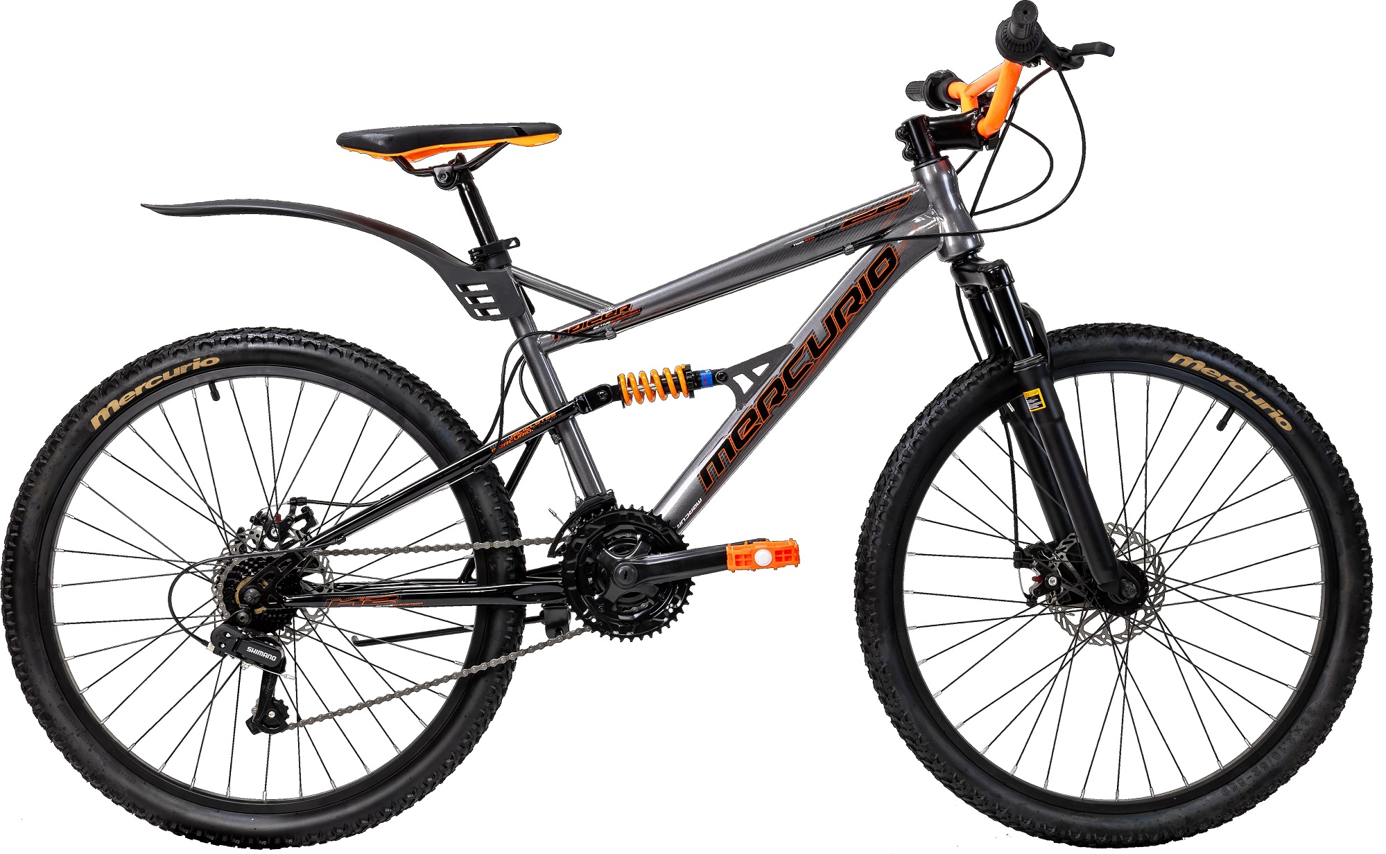 Bicicleta Mercurio Doble Susp Kaizer Dh R26 21v Shimano color GRAFITO