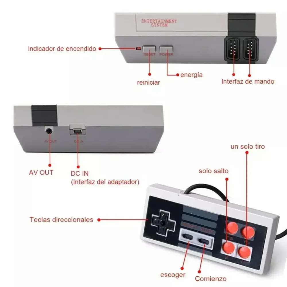 Consola Mini Gamer Clásico 620 Juegos 2 Controles