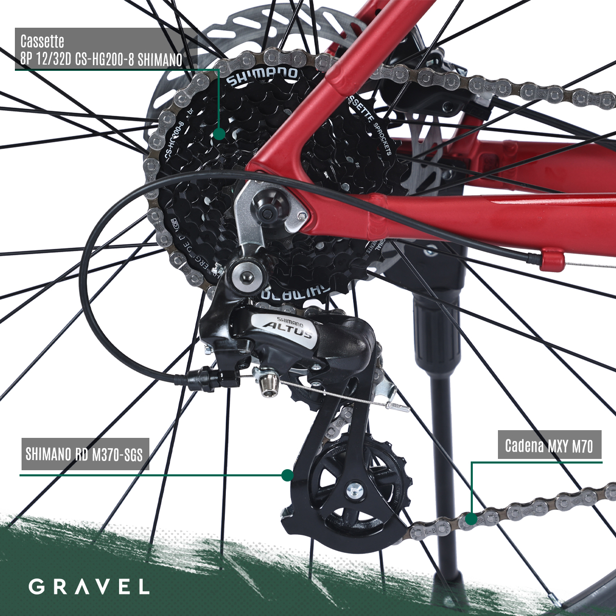 Bicicleta Gravel Andes Mtb De Montaña R29 24v Shimano Altus Color Rojo Tamaño del cuadro L