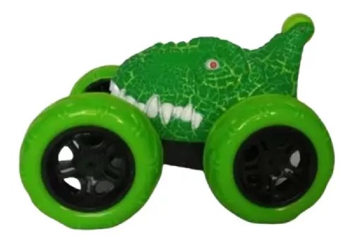 Carro Stunt 360° Cabeza Dinosaurio Y Radio Control De Fósil Verde.