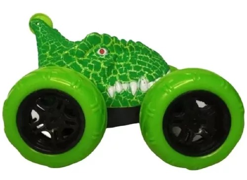 Carro Stunt 360° Cabeza Dinosaurio Y Radio Control De Fósil Verde.