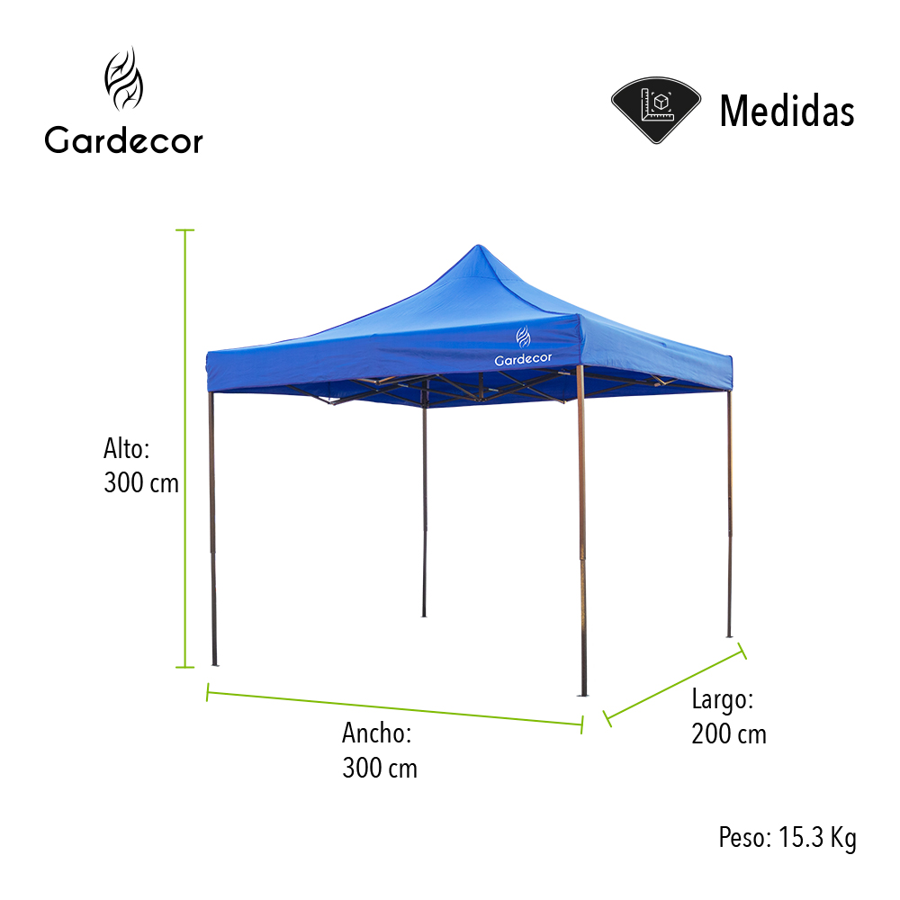 TOLDO TIPO CARPA 2X3 PLEGABLE COLOR AZUL GARDECOR 