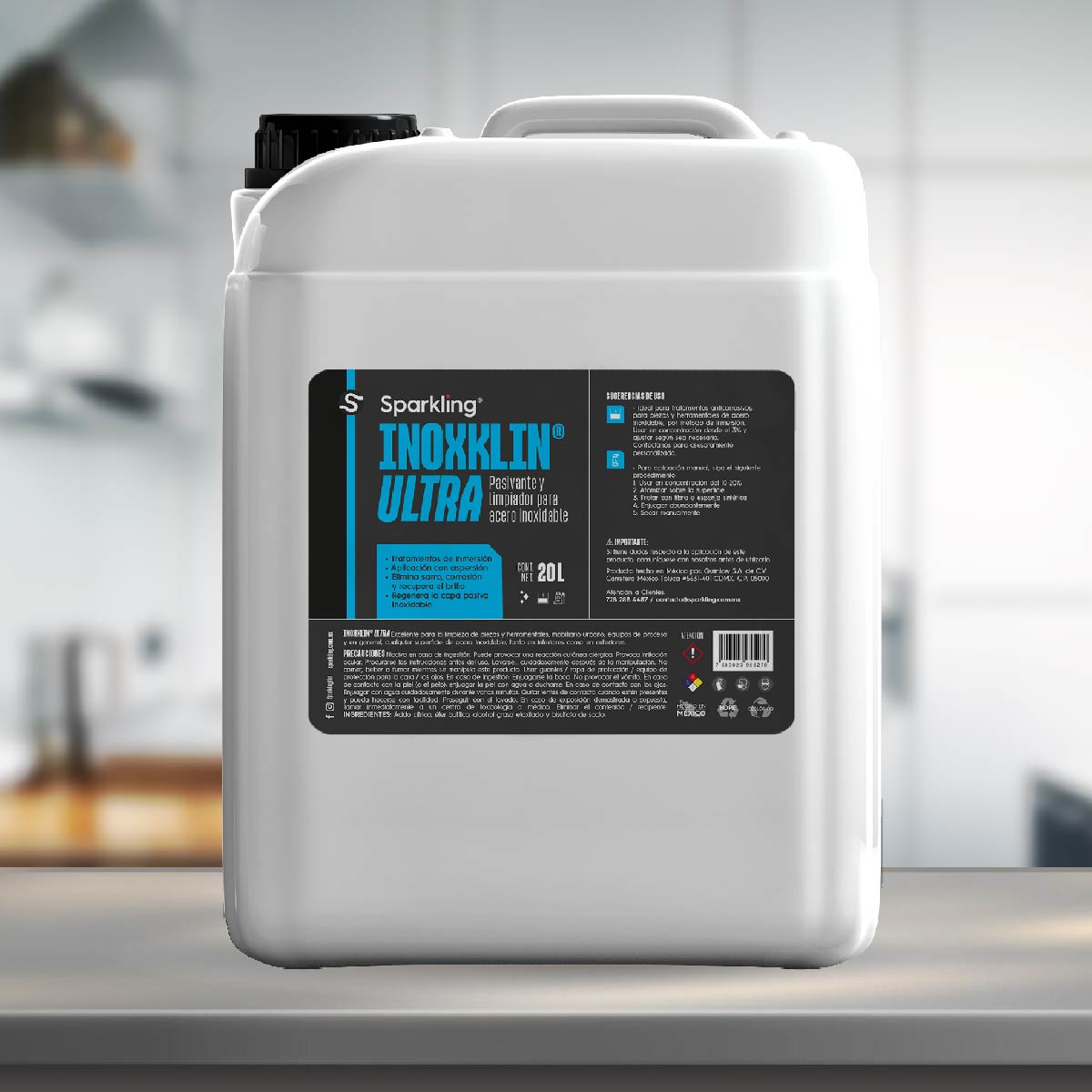 sparkling Líquido limpiador para acero inoxidable Inox Klin Ultra 20 litros.
