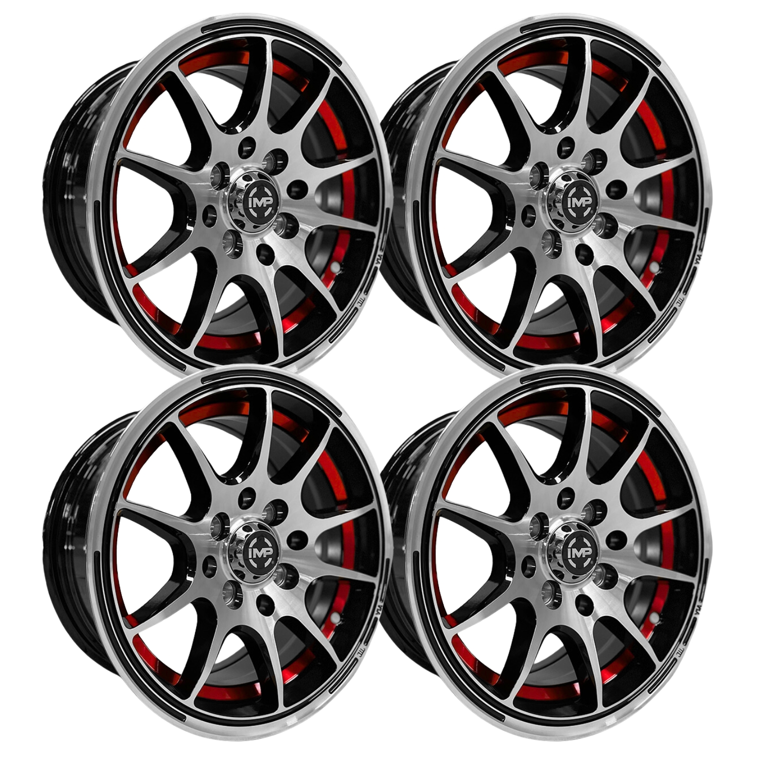 Paquete 4 Rines 13 8x100/114.3 Bmf Red Cut Matiz Tsuru