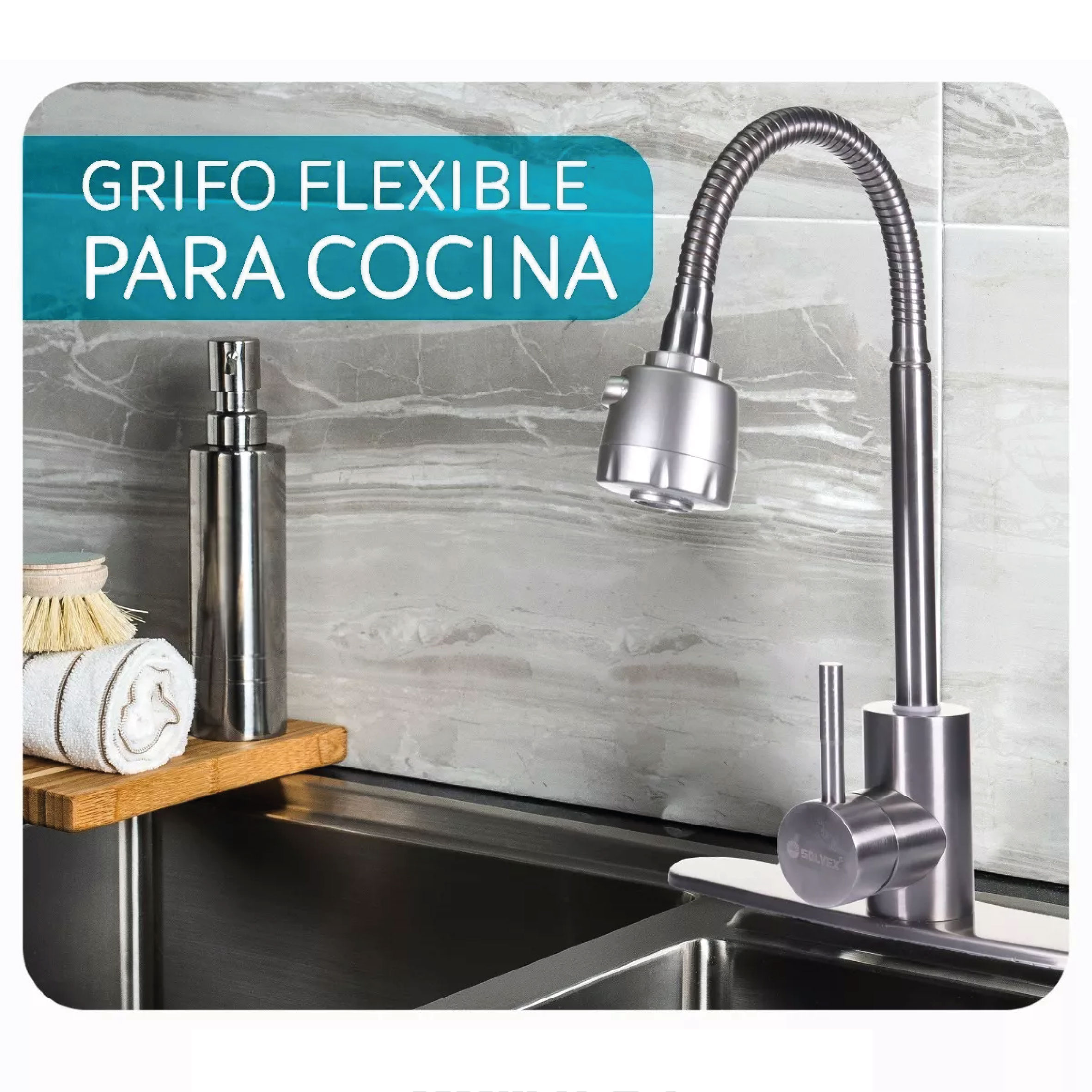 Monomando Fregadero Llave Flexible 8' Grifo Acero Inoxidable