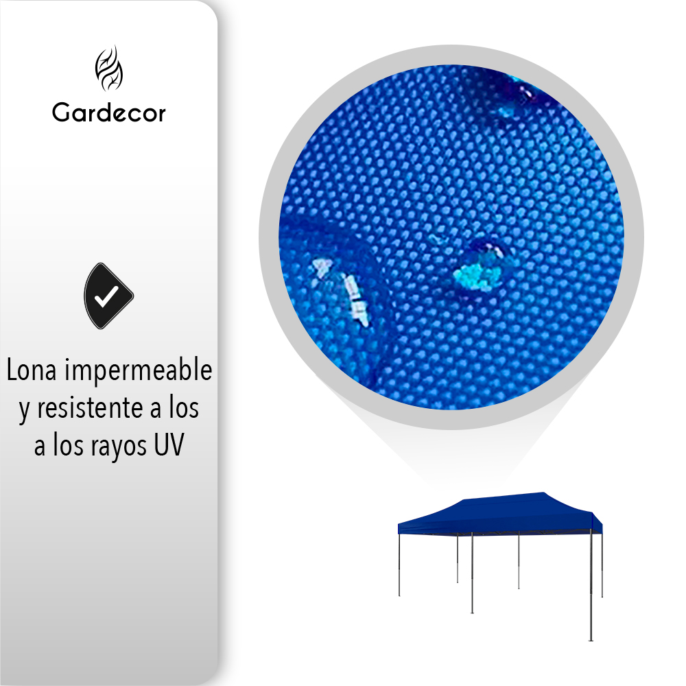 TOLDO TIPO CARPA PLEGABLE 3X6 COLOR AZUL GARDECOR.