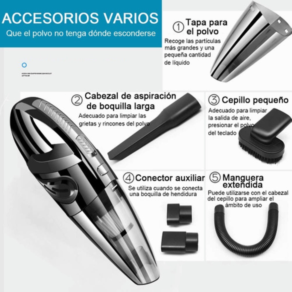 Aspiradora De Mano Portatil Para Automovil Y Hogar 9000 Pa