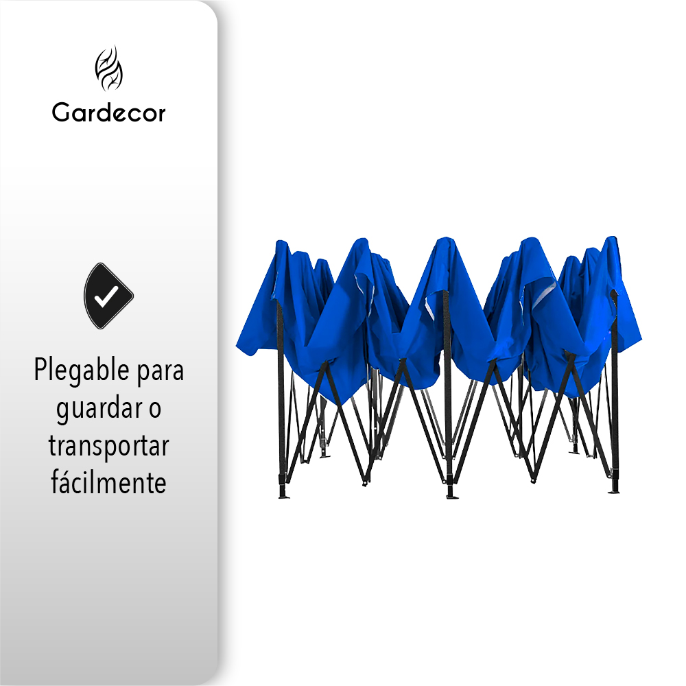 TOLDO TIPO CARPA PLEGABLE 3X6 COLOR AZUL GARDECOR.
